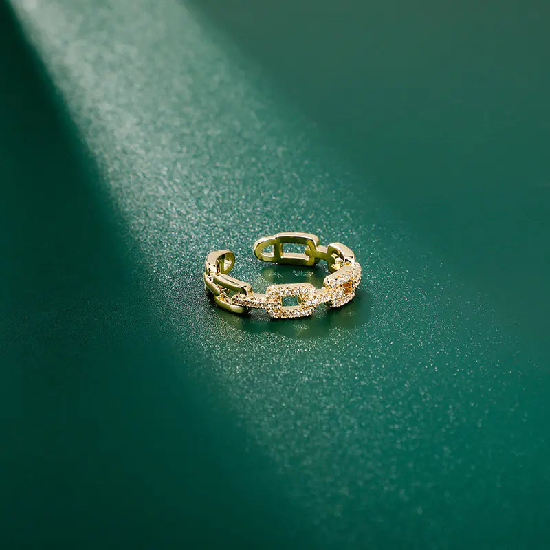 Bague Minimaliste Coréenne à Double Couche avec Diamants