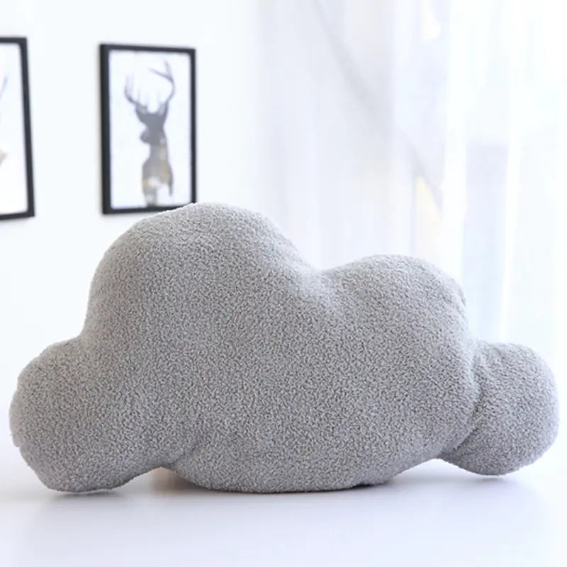 Coussin Peluche en Forme de Nuage Gris et Blanc