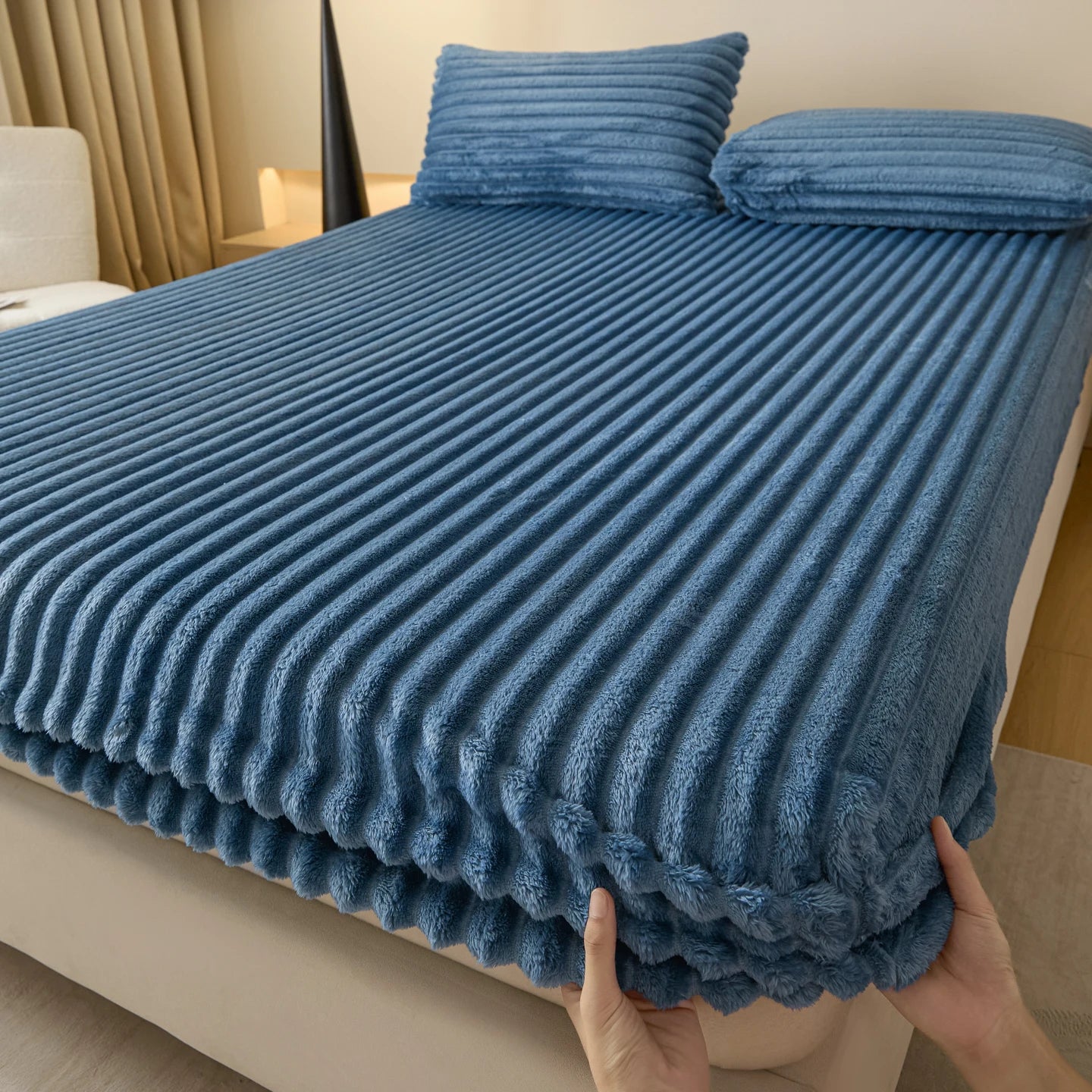 Drap-housse épais en fausse fourrure de lapin, couleur unie – Protège-matelas chaud en velours pour l’automne et l’hiver, doux, moelleux et confortable