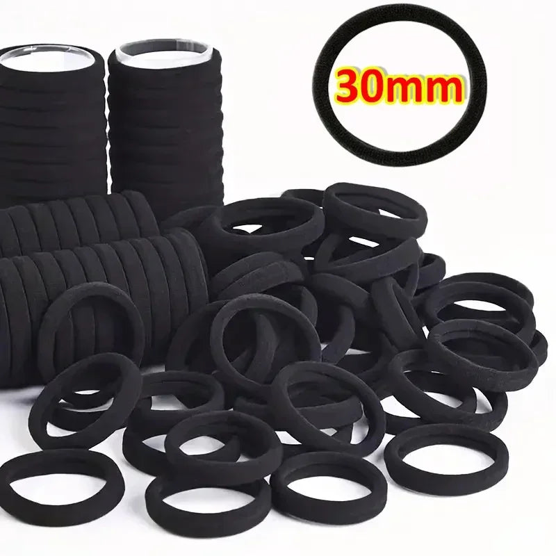 Élastiques à Cheveux Haute Élasticité pour Femmes et Filles – Accessoires de Cheveux Noirs Simples, Basique, Porte-Queue, Bandeaux et Attaches pour Queue de Cheval