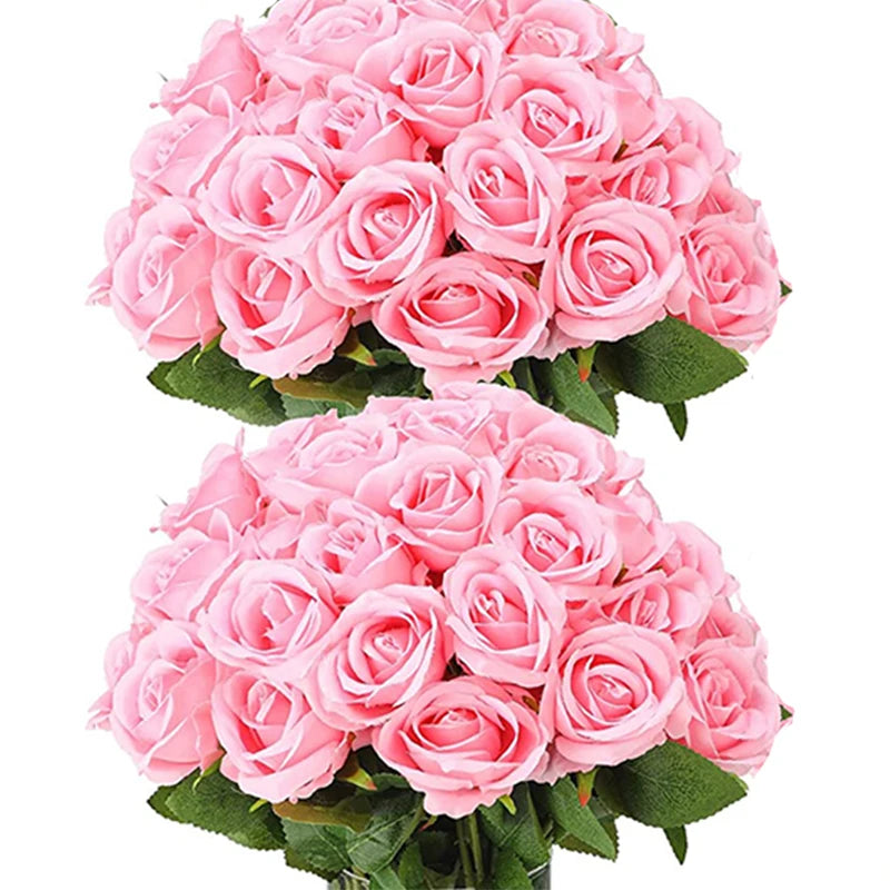 Lot de 50 Roses Artificielles en Velours – Fleurs au Toucher Réaliste | Roses Synthétiques pour DIY, Mariage, Saint-Valentin, Bouquets, Fêtes et Décoration Intérieure