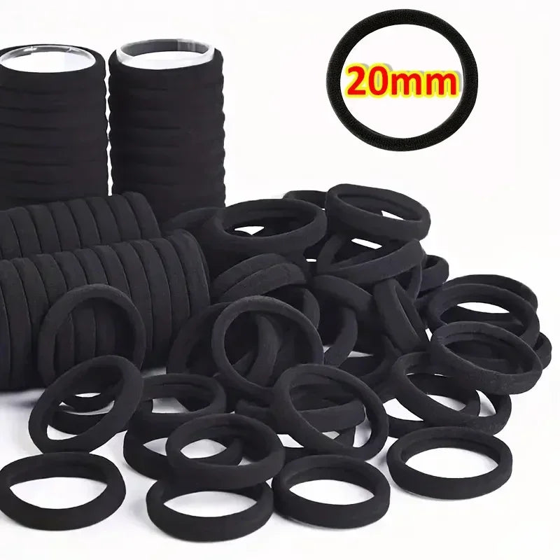 Élastiques à Cheveux Haute Élasticité pour Femmes et Filles – Accessoires de Cheveux Noirs Simples, Basique, Porte-Queue, Bandeaux et Attaches pour Queue de Cheval