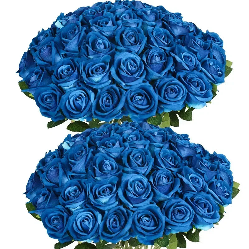 Lot de 50 Roses Artificielles en Velours – Fleurs au Toucher Réaliste | Roses Synthétiques pour DIY, Mariage, Saint-Valentin, Bouquets, Fêtes et Décoration Intérieure