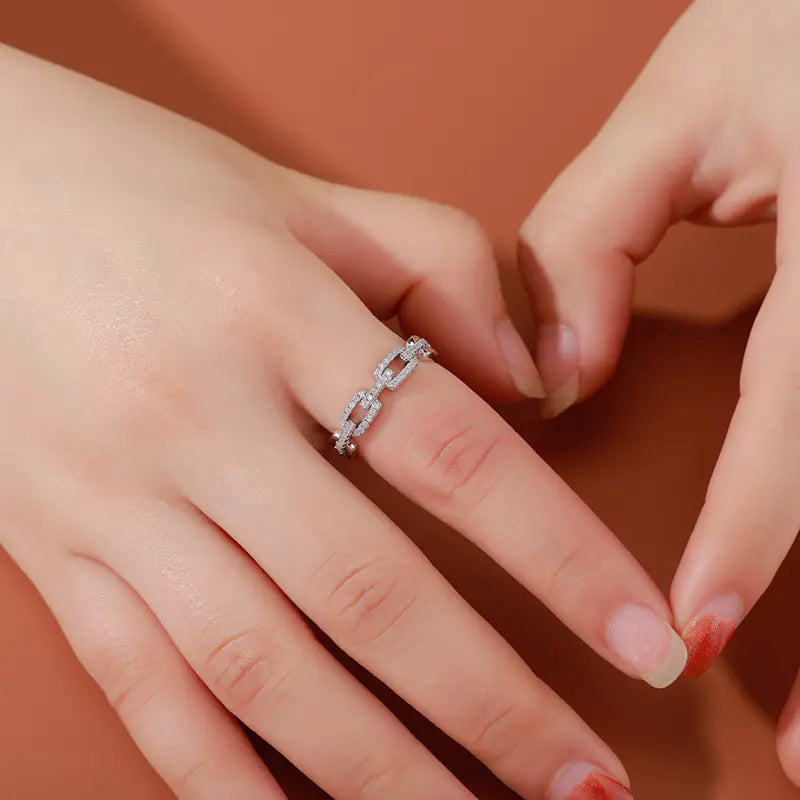 Bague Minimaliste Coréenne à Double Couche avec Diamants