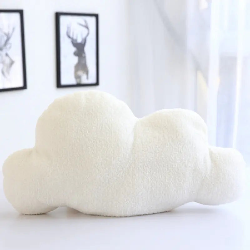 Coussin Peluche en Forme de Nuage Gris et Blanc
